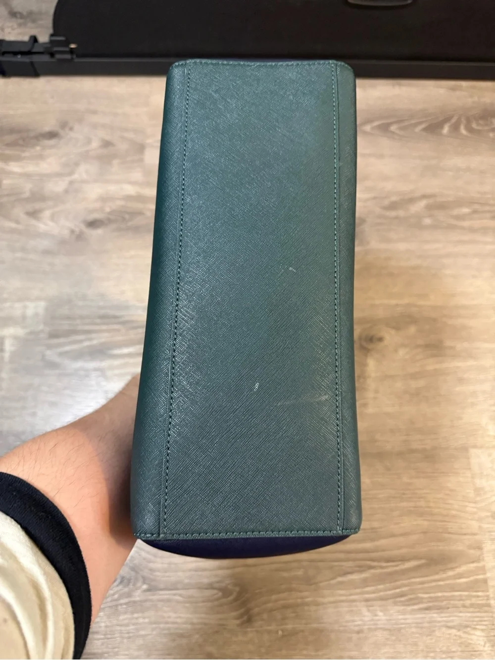Tory Burch Saffiano Leather Tote green/navy blue